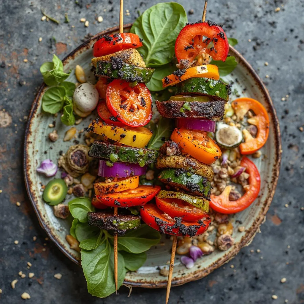 Kebab vegetariano con productos locales
